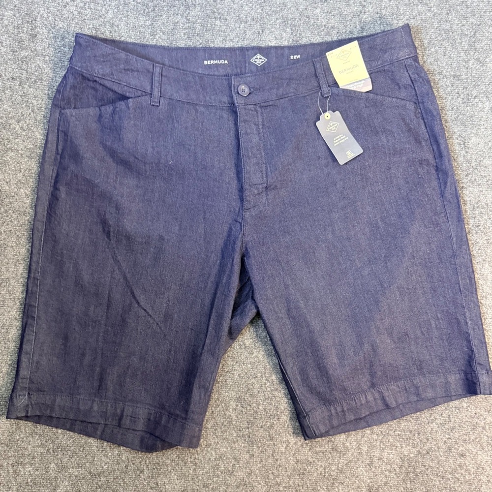 St Johns Bay Womens Plus 22W Bermuda Shorts Mid Rise Dark Rinse Denim New